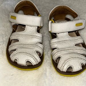7c Camper toddler Kids cream Leather Sandals with Yellow Accents